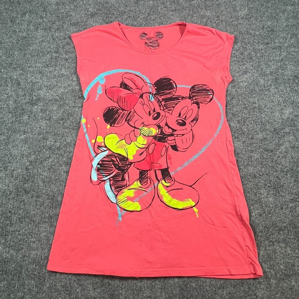 Disney Parks Minnie Mickey Mouse Sleep Shirt Womens S 6-10 Coral Pink Sleepwear